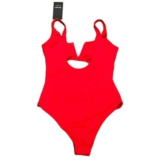 NWT Meyeeka Women’s Red One Piece Cut Out V-Notch Swimsuit, Size L - Picture 5 of 8